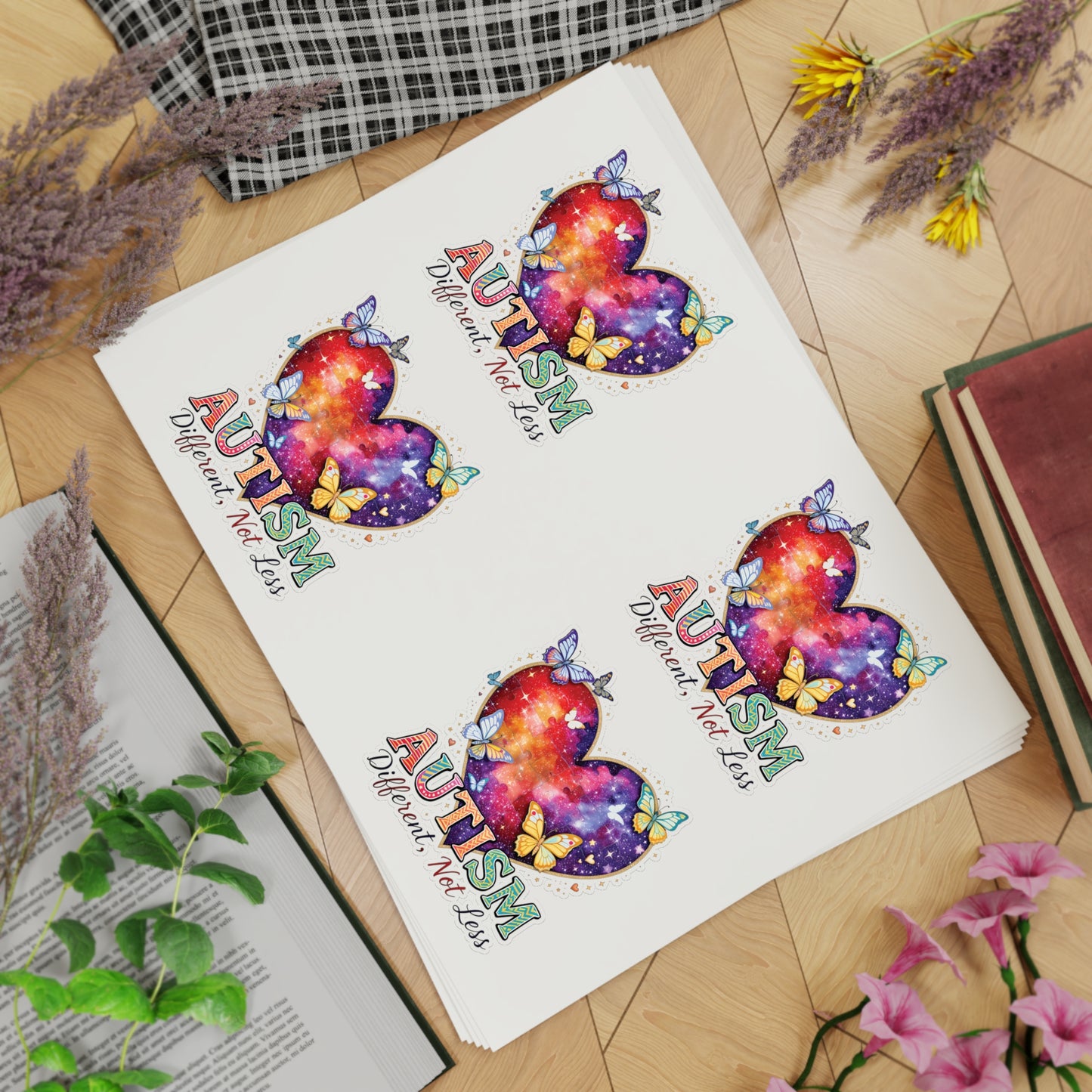 Autism Puzzle Heart Sticker Sheet Bundle, 5pcs | Different Not Less
