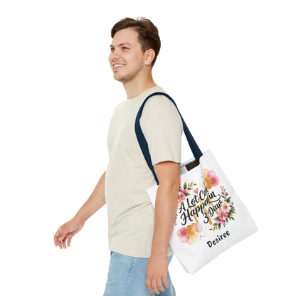 A Lot Can Happen in 3 Days Easter Faith Tote Bag | Floral Script Personalized Name