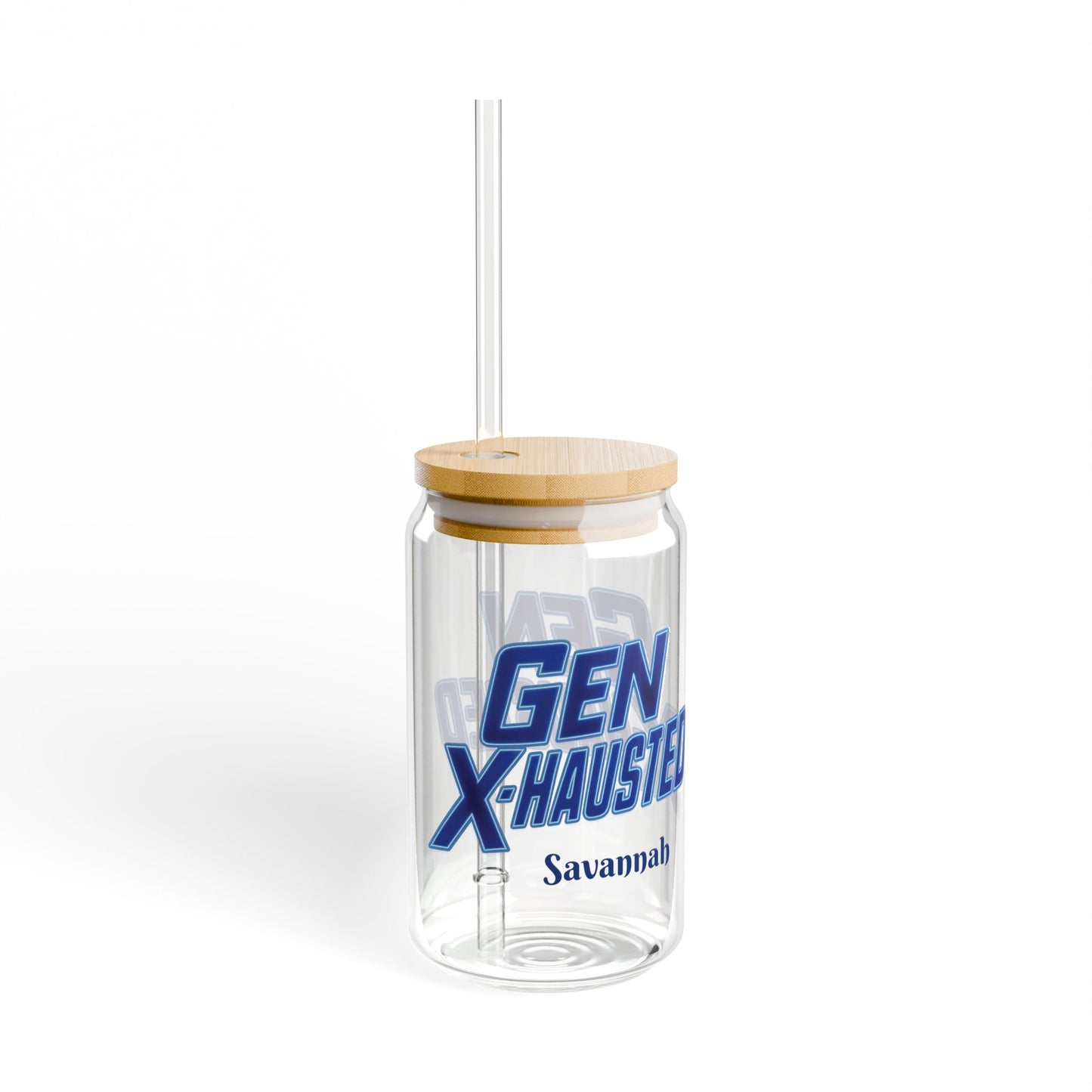 Gen X-Hausted Sipper Glass, Funny 16oz Cup for Generation X, Birthday Gift, Gen X Humor Glassware, Novelty Drinking Glass, Gift for