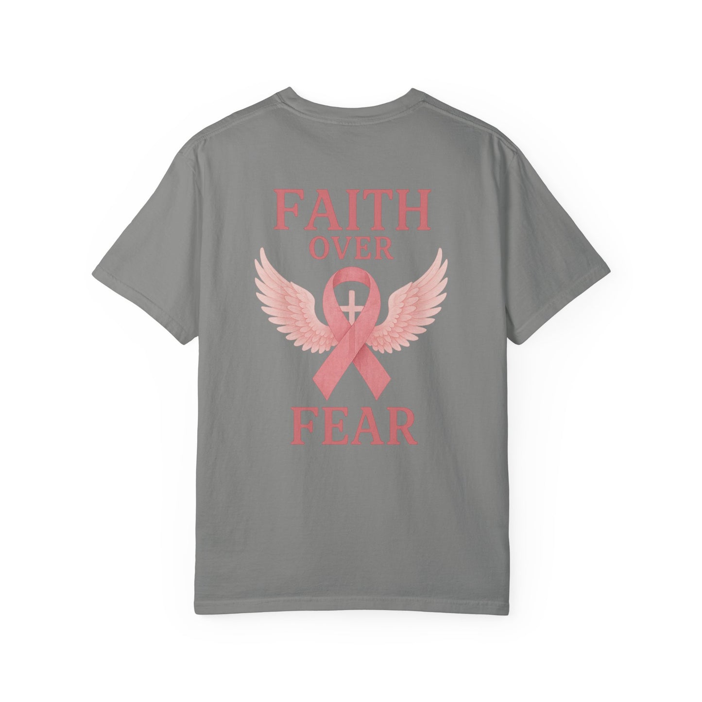 Faith Over Fear Angel Wings T-shirt, Breast Cancer Awareness Tee, Unisex Shirt, Religious Gift, Inspirational Clothing