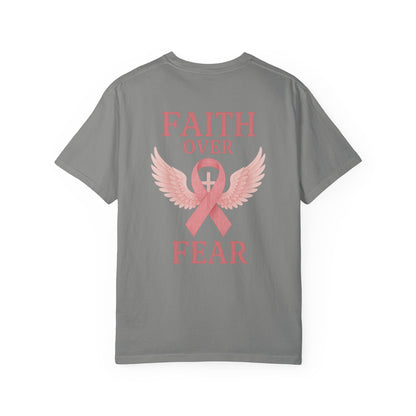 Faith Over Fear Angel Wings T-shirt, Breast Cancer Awareness Tee, Unisex Shirt, Religious Gift, Inspirational Clothing