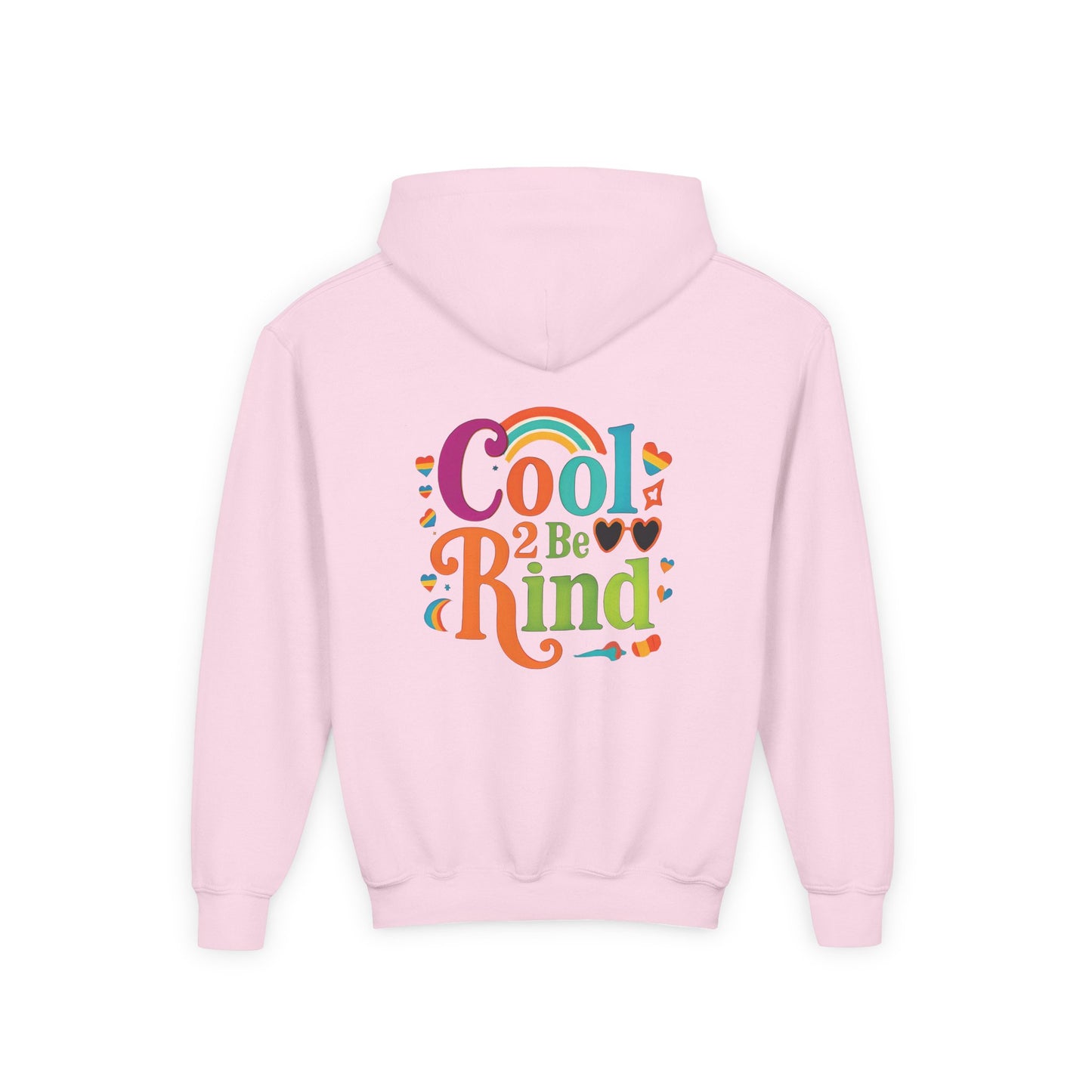 Cool 2 Be Kind Hoodie | Youth Hooded Sweatshirt, Colorful Rainbow Kindness Design