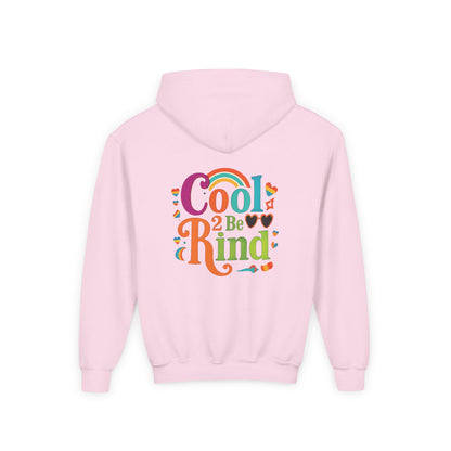 Cool 2 Be Kind Hoodie | Youth Hooded Sweatshirt, Colorful Rainbow Kindness Design