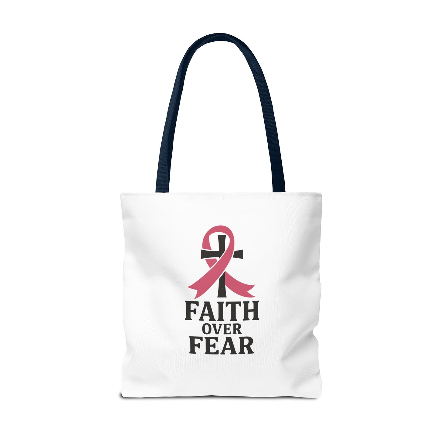 Faith Over Fear Tote Bag, Inspirational Gift for Cancer Awareness, Motivational Tote, Breast Cancer Support, Daily Use Bag