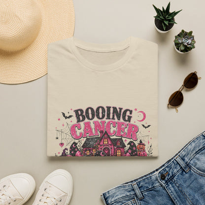 Booing Cancer T-Shirt | Halloween Haunted House, Ghosts, Pink Ribbon Awareness