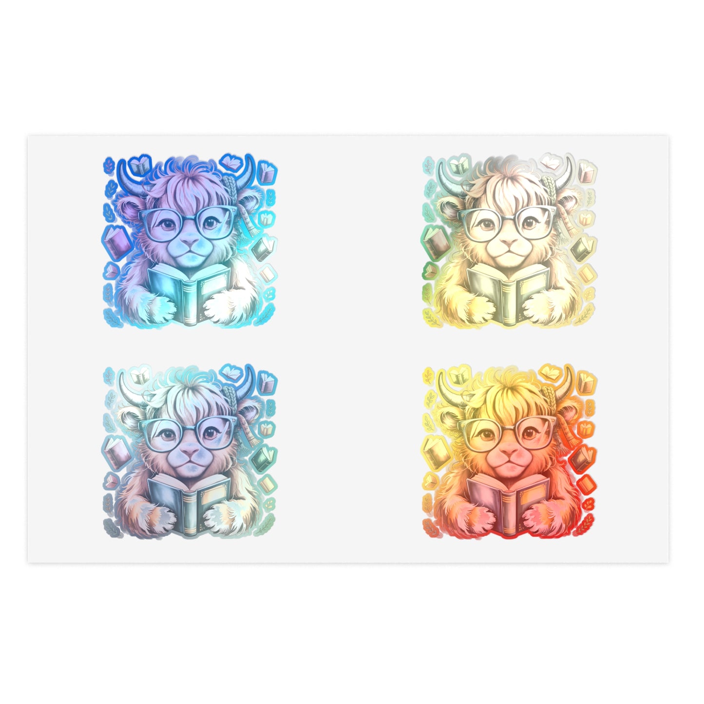 Reading Highland Cow Sticker Sheet | Cute Bookish Stickers