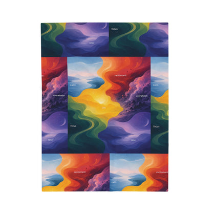 Emotion Color Map Neurodivergent Blanket Velveteen Plush Blanket | Abstract Rainbow Landscape