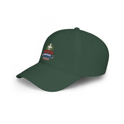 Blessed Unbothered Free cross baseball cap | Christian Hat patriotic design