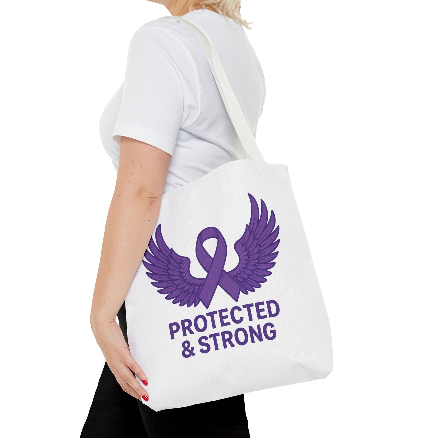 Protected and Strong Awareness Tote Bag, Eco-Friendly Shoulder Bag, Reusable Grocery Bag, Canvas Shopping Tote, Gift for Activists,