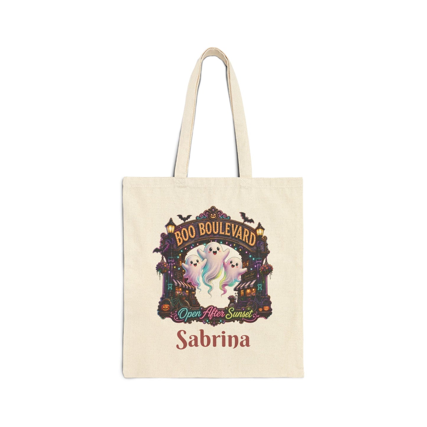 Boo Boulevard Ghosts Tote Bag | Halloween Trick-or-Treat Canvas Tote