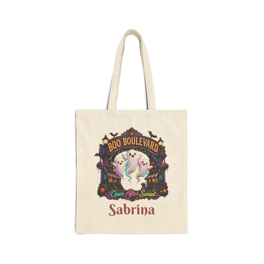 Boo Boulevard Ghosts Tote Bag | Halloween Trick-or-Treat Canvas Tote