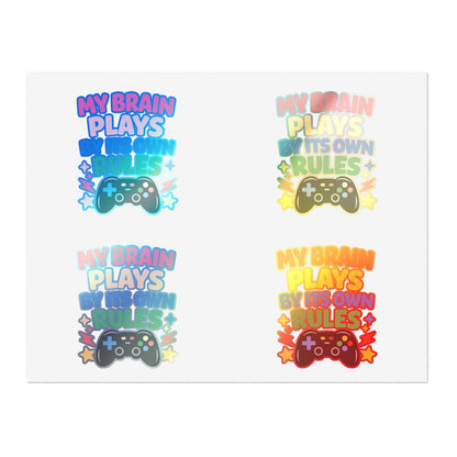 My Brain Plays By Its Own Rules Sticker Sheet | Autism Awareness Stickers