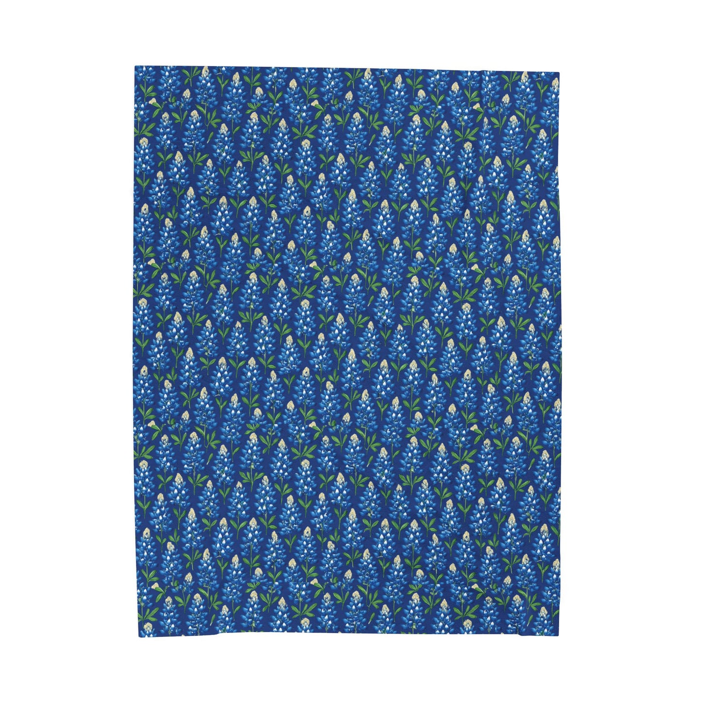 Velveteen Plush Blanket - Texas Bluebonnet Navy Blanket, Warm Cozy Throw, Home Decor Accent, Gift for Her, Floral Pattern Bedding, Soft Sofa