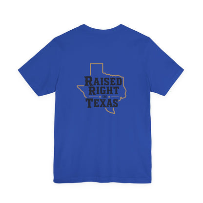 Raised Right in Texas T-Shirt | Texas Outline, Typographic Western Design