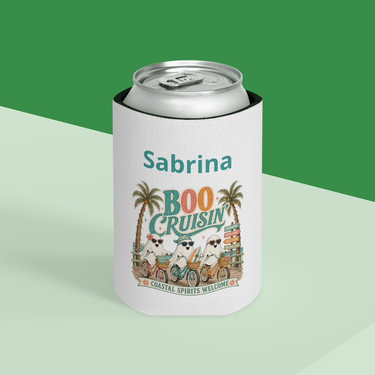 Boo Cruisin' Ghosts Can Cooler | Halloween Coastal Spirits