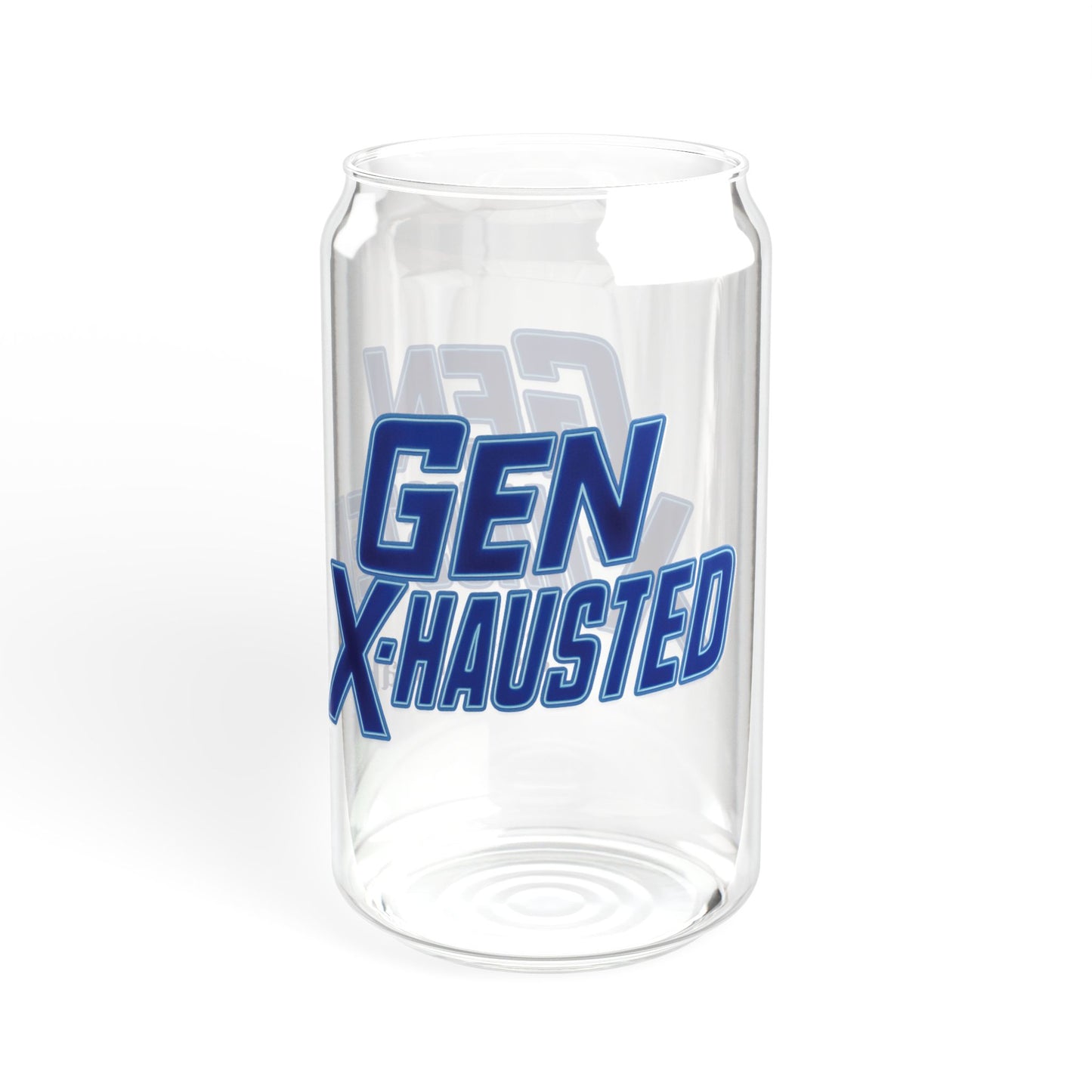Gen X-Hausted Sipper Glass, Funny 16oz Cup for Generation X, Birthday Gift, Gen X Humor Glassware, Novelty Drinking Glass, Gift for