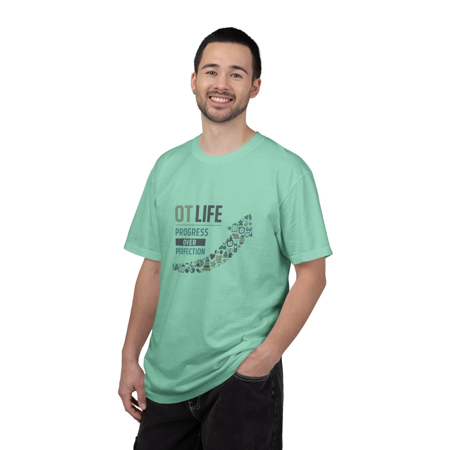 OT Life Progress Over Perfection T-Shirt | Occupational Therapy Arrow Design