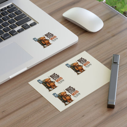 Bus Stop Mood Too Early Sticker Sheet | Highland Cow Sticker, Travel Coffee Decal