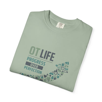 OT Life Progress Over Perfection T-Shirt | Occupational Therapy Arrow Design