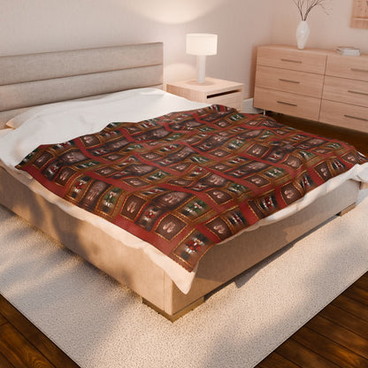 Nutcracker Pattern Velveteen Blanket | Holiday Toy Soldier Plaid