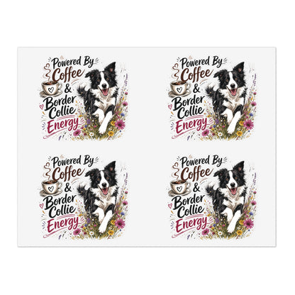 Powered by Coffee & Border Collie Energy Sticker Sheet | Dog Lover Planner Stickers
