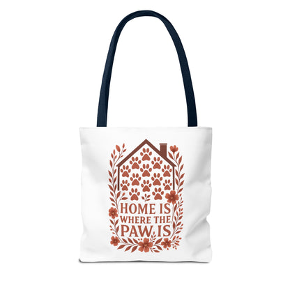Home is Where the Paw Is Tote Bag | Pet Lover Gift, Floral Design, Animal Lover Accessory, Eco-Friendly Shopping Bag, Dog Mom Tote