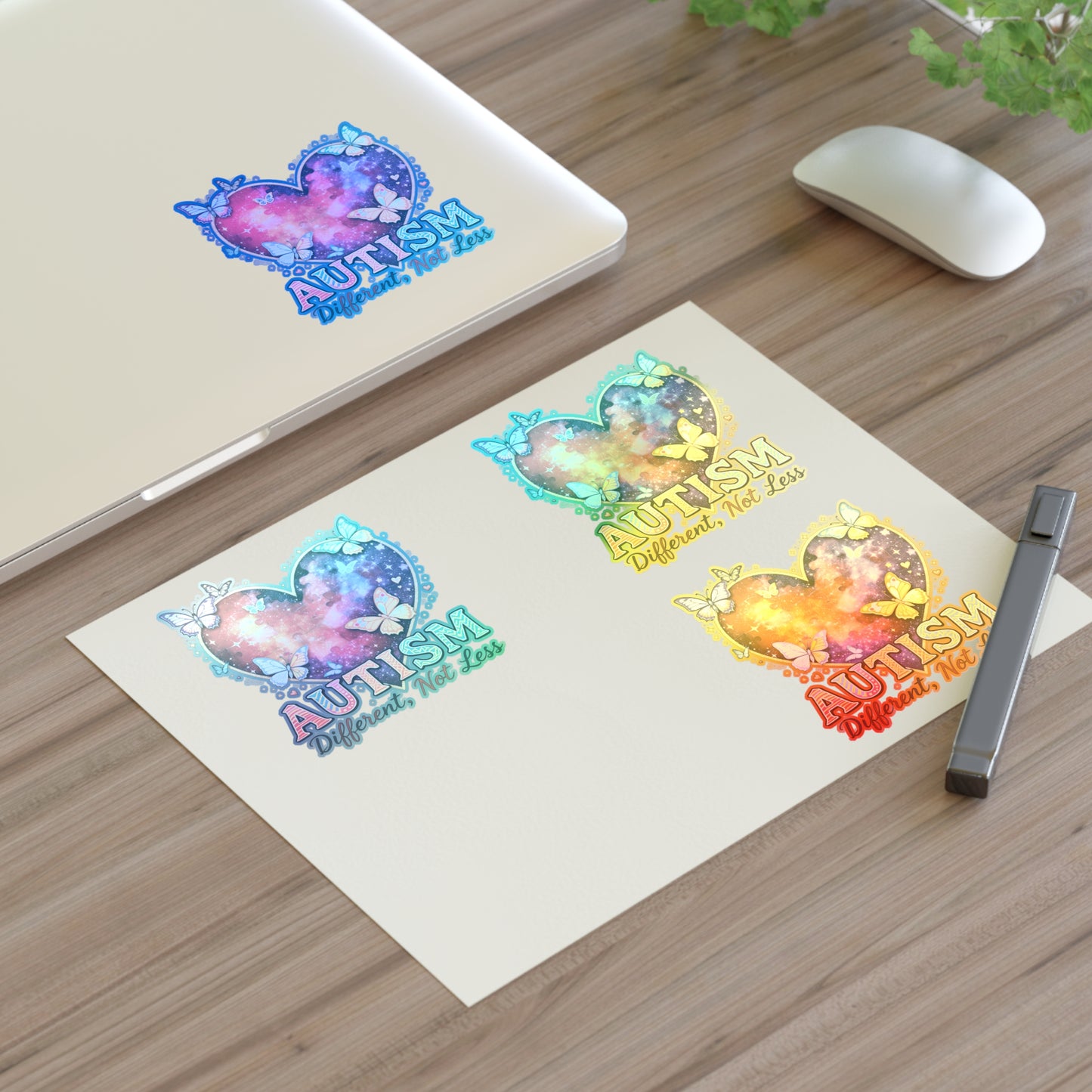 Autism Different Not Less sticker sheets | Heart puzzle butterfly design