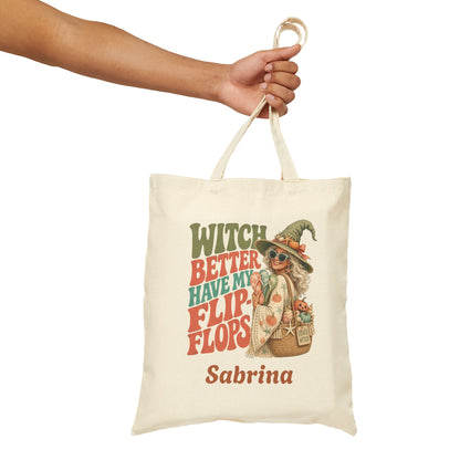 Witch Better Have My Flip Flops Tote Bag | Halloween Witch Illustration