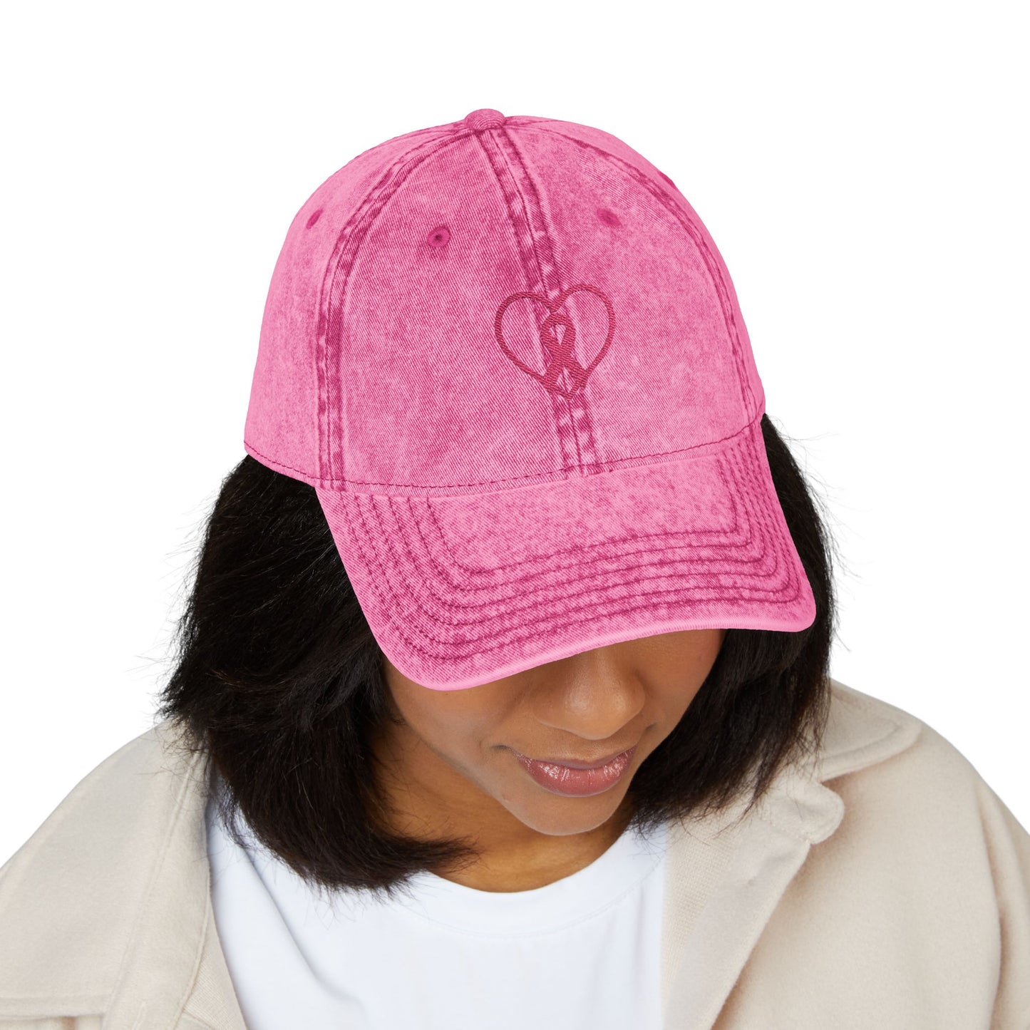 Embroidered Vintage Cap, Breast Cancer Awareness Hat, Pink Ribbon Baseball Cap, Cancer Support Gift, Retro Cancer Survivor Cap