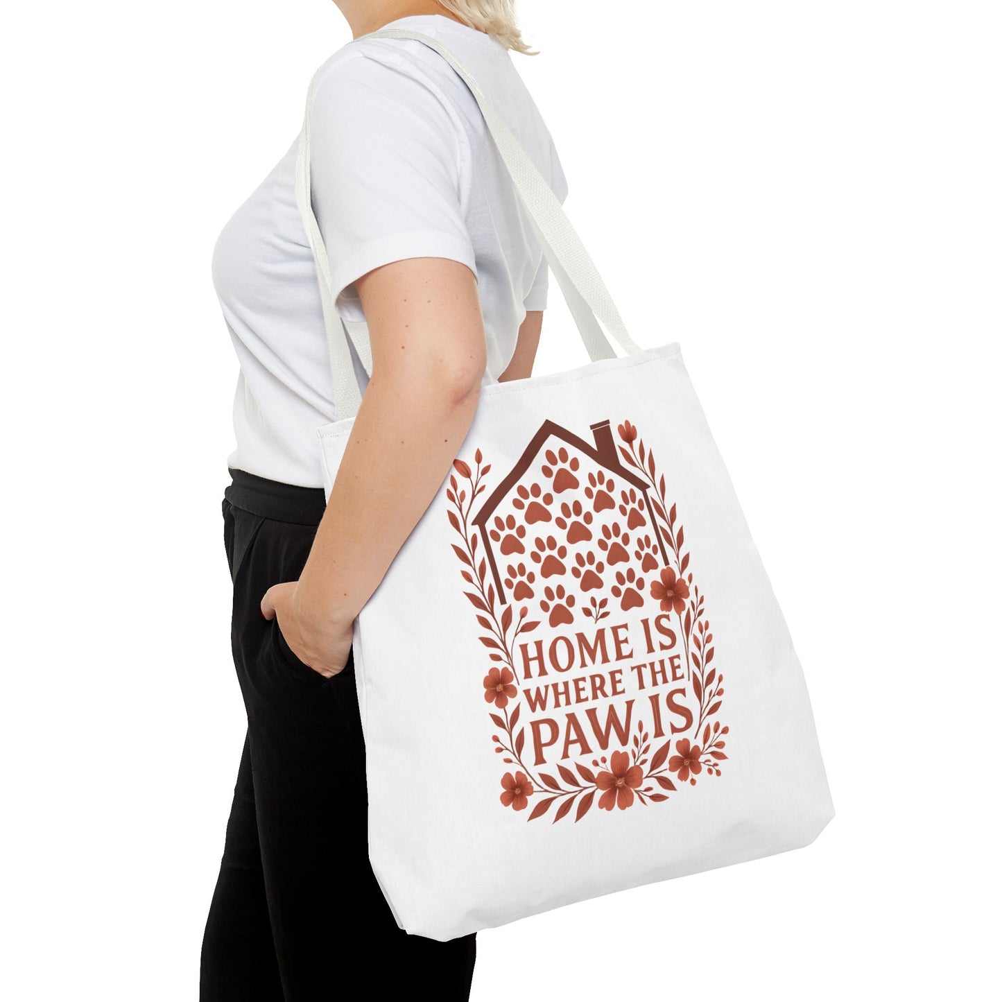 Home is Where the Paw Is Tote Bag | Pet Lover Gift, Floral Design, Animal Lover Accessory, Eco-Friendly Shopping Bag, Dog Mom Tote
