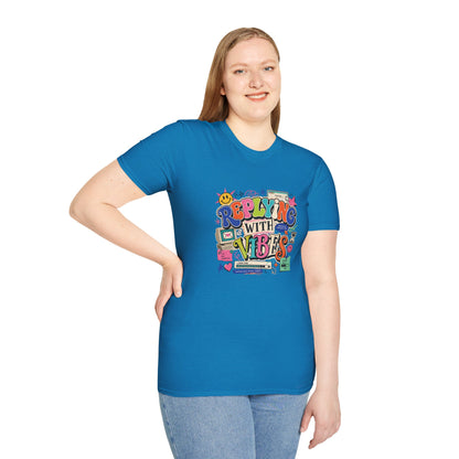 Replying With Vibes T-Shirt | Retro Colorful Typography, 90s Aesthetic