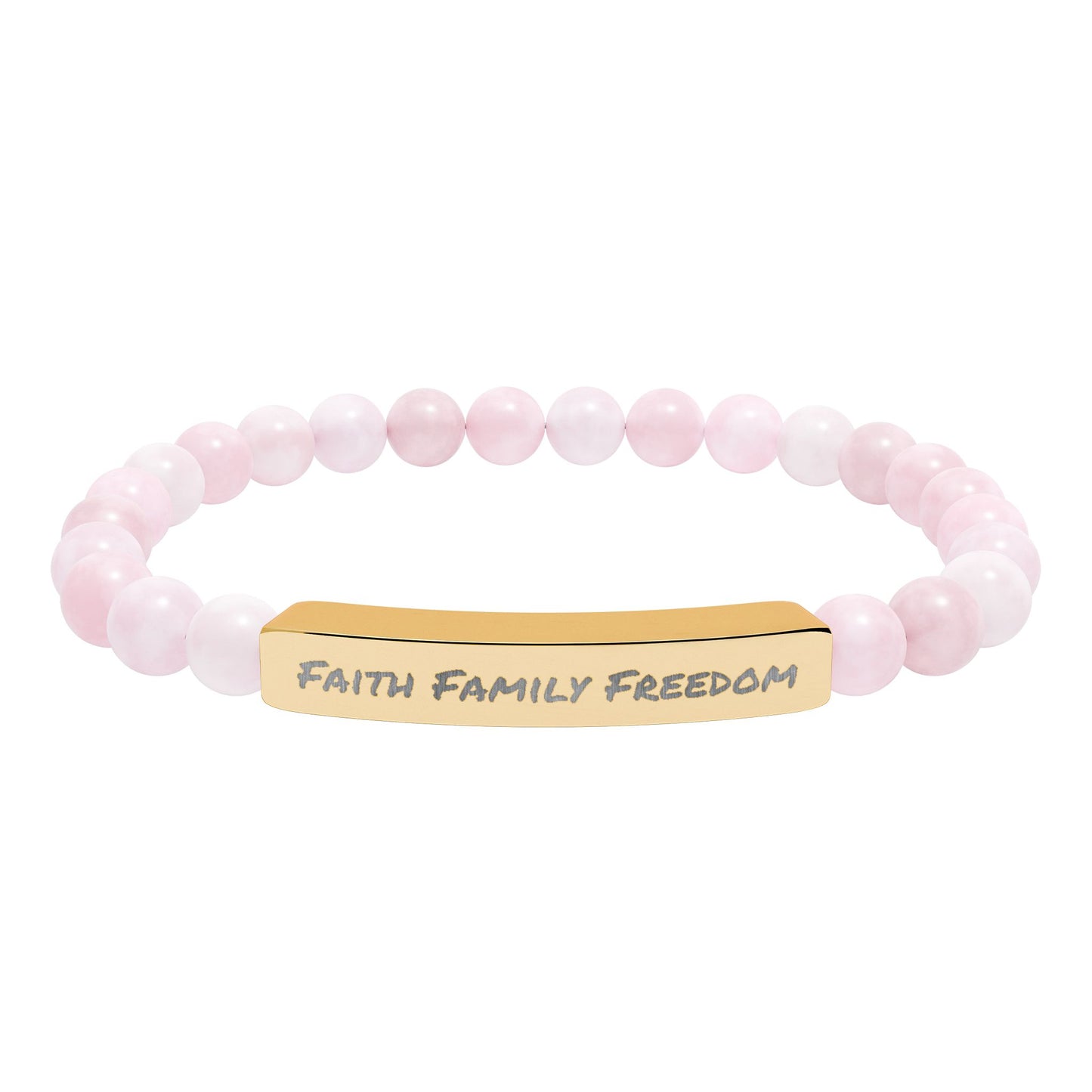Faith Family Freedom Stone Bar Bracelet | Engraved Beaded Bracelet