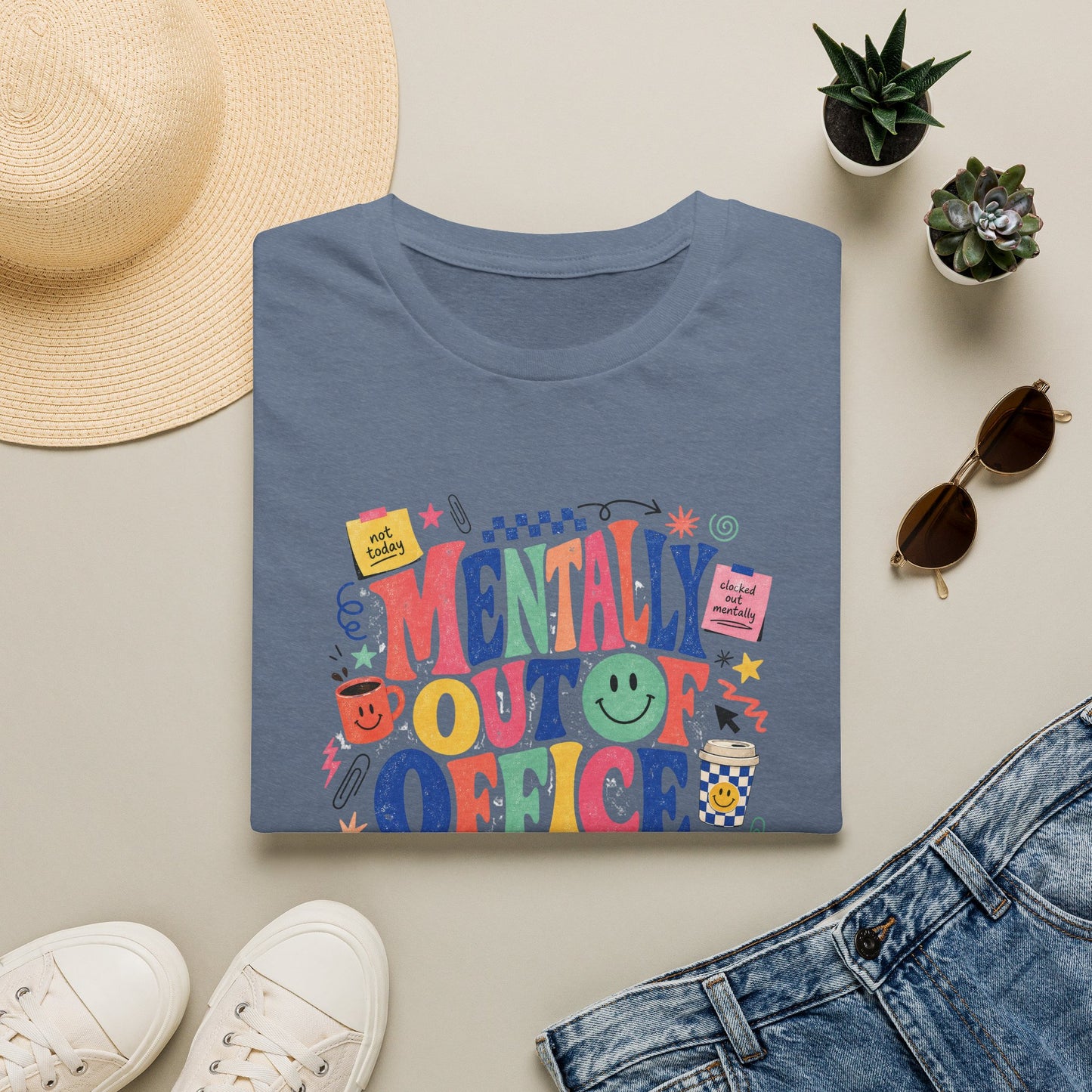 Mentally Out Of Office T-Shirt | Colorful Retro Graphic