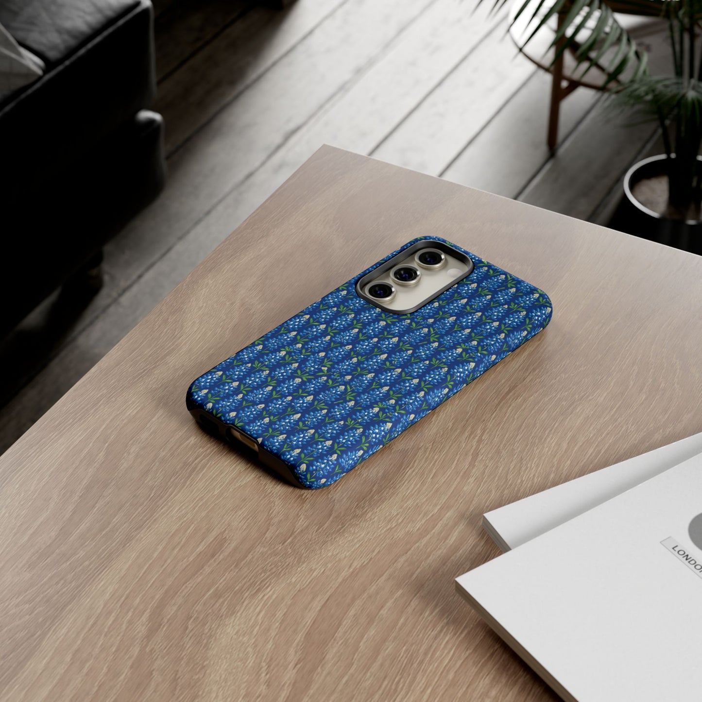 Phone Case, Texas Bluebonnet Tough Case, Navy Floral Phone Cover, Protective iPhone Case, Samsung Galaxy Case, Texas Wildflower Gift