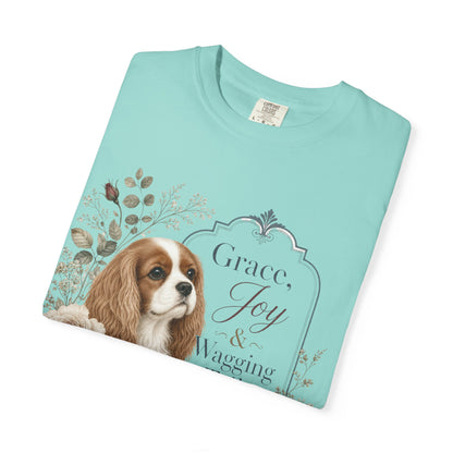 Cavalier King Charles Spaniel floral portrait T-shirt | Grace Joy Wagging Tails