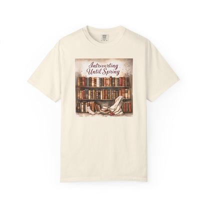 Introverting Until Spring T-Shirt, Cozy Literary Tee, Perfect Gift for Book Lovers, Spring Vibes Shirt, Relaxed Fit Fashion