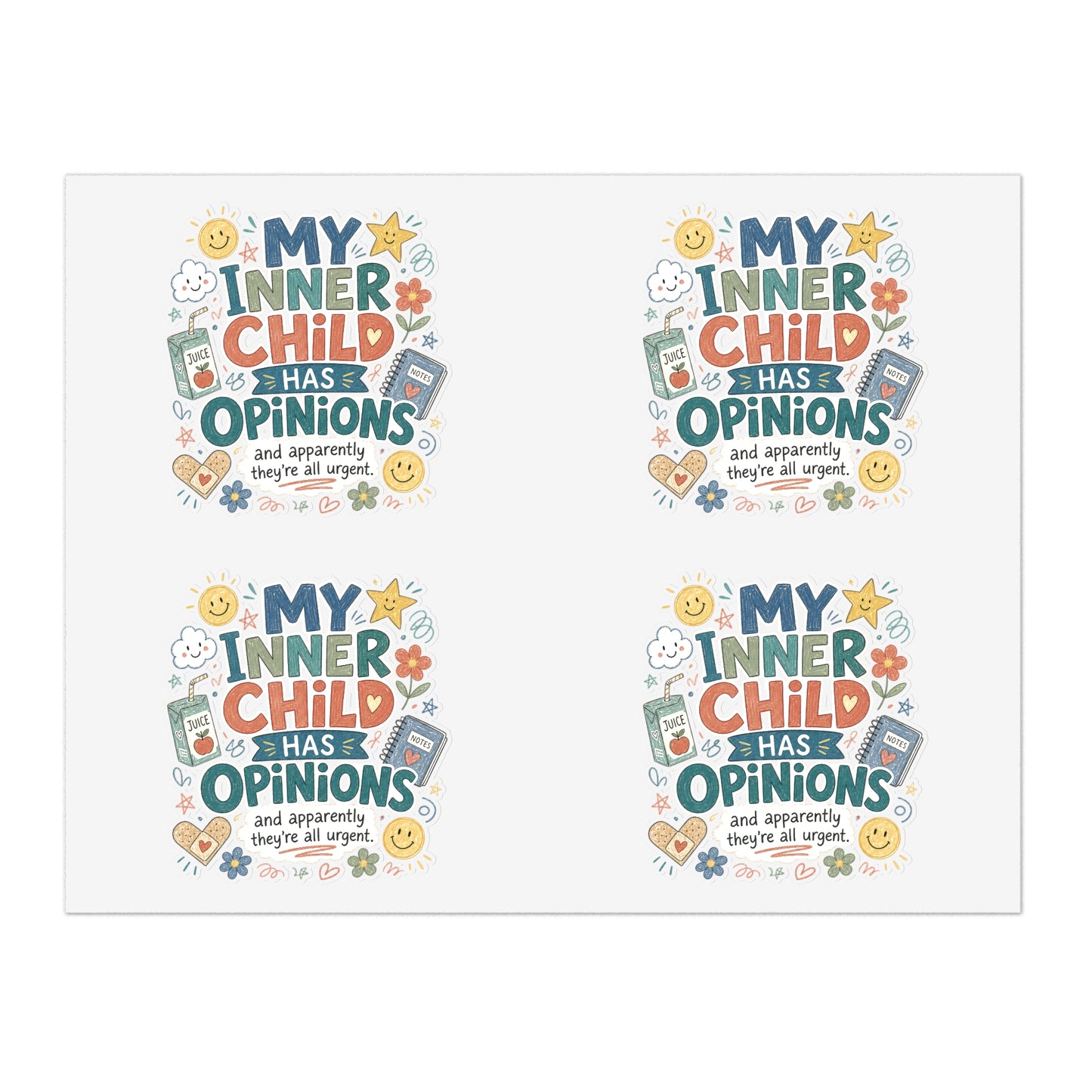 "My Inner Child Has Opinions" Capybara Sticker Sheet – Emotional Support Cute Animal Stickers