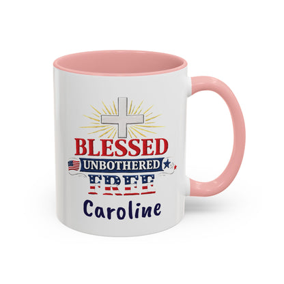 Blessed Unbothered Free, Coffee Mug | Accent Coffee Mug