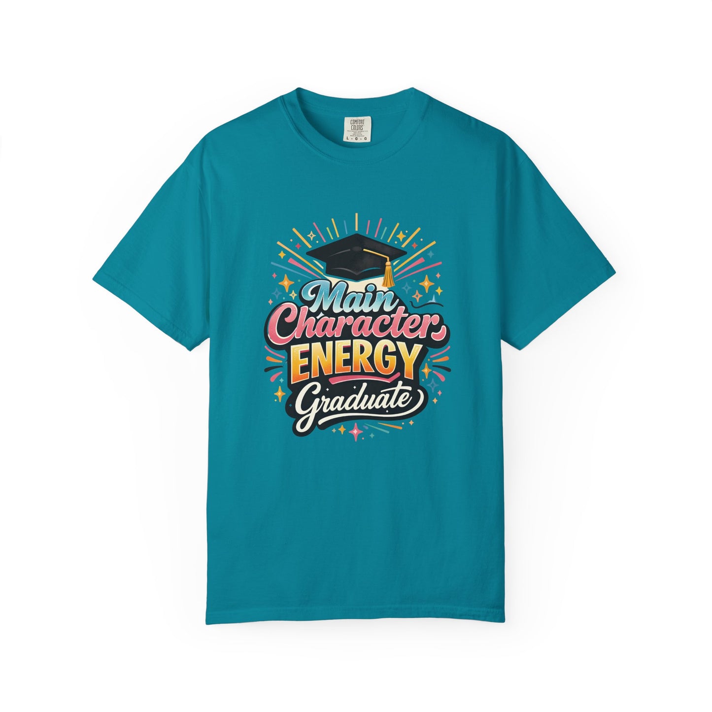 Main Character Energy Graduate T-Shirt | Graduation Cap Typography Tee