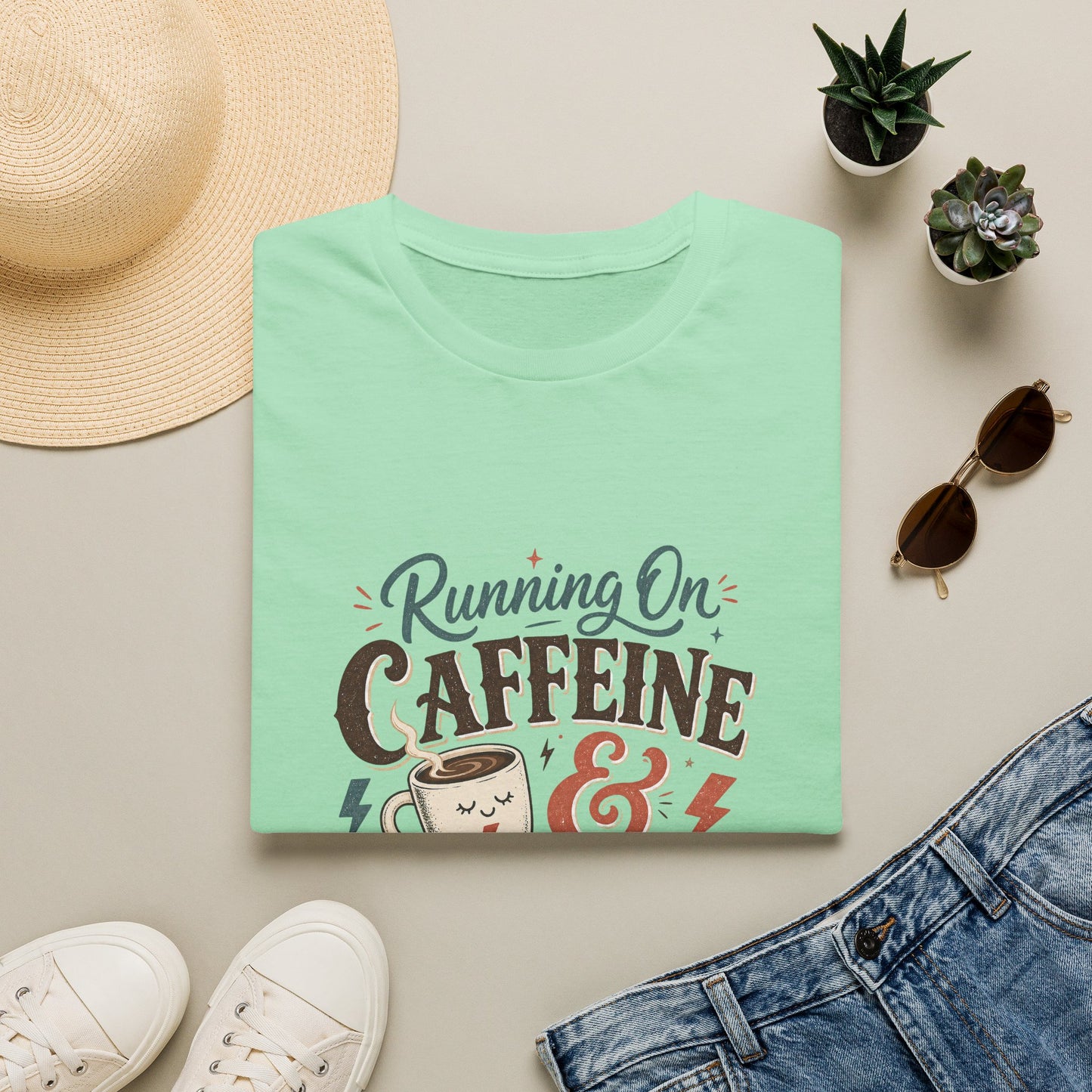 Running On Caffeine & Avoidance T-Shirt | Funny Coffee Quote Tee