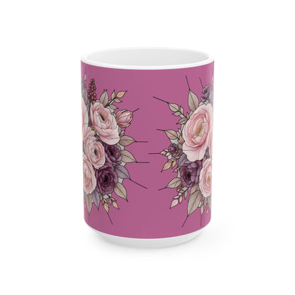 Blush Rose Bouquet Mug | Floral Ceramic Coffee Cup