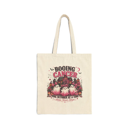 Booing Cancer Tote Bag | Halloween Ghosts, October Awareness