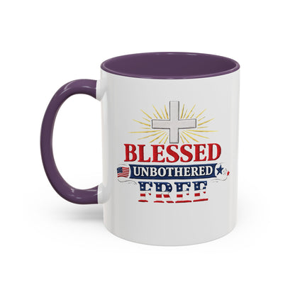 Blessed Unbothered Free, Coffee Mug | Accent Coffee Mug