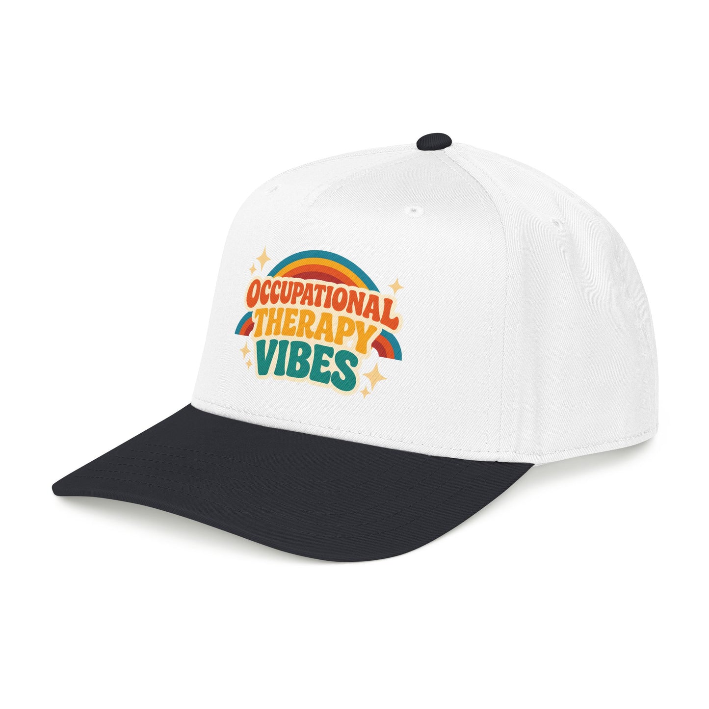 Occupational Therapy Vibes Cap | Retro Rainbow Mid Profile Baseball Cap