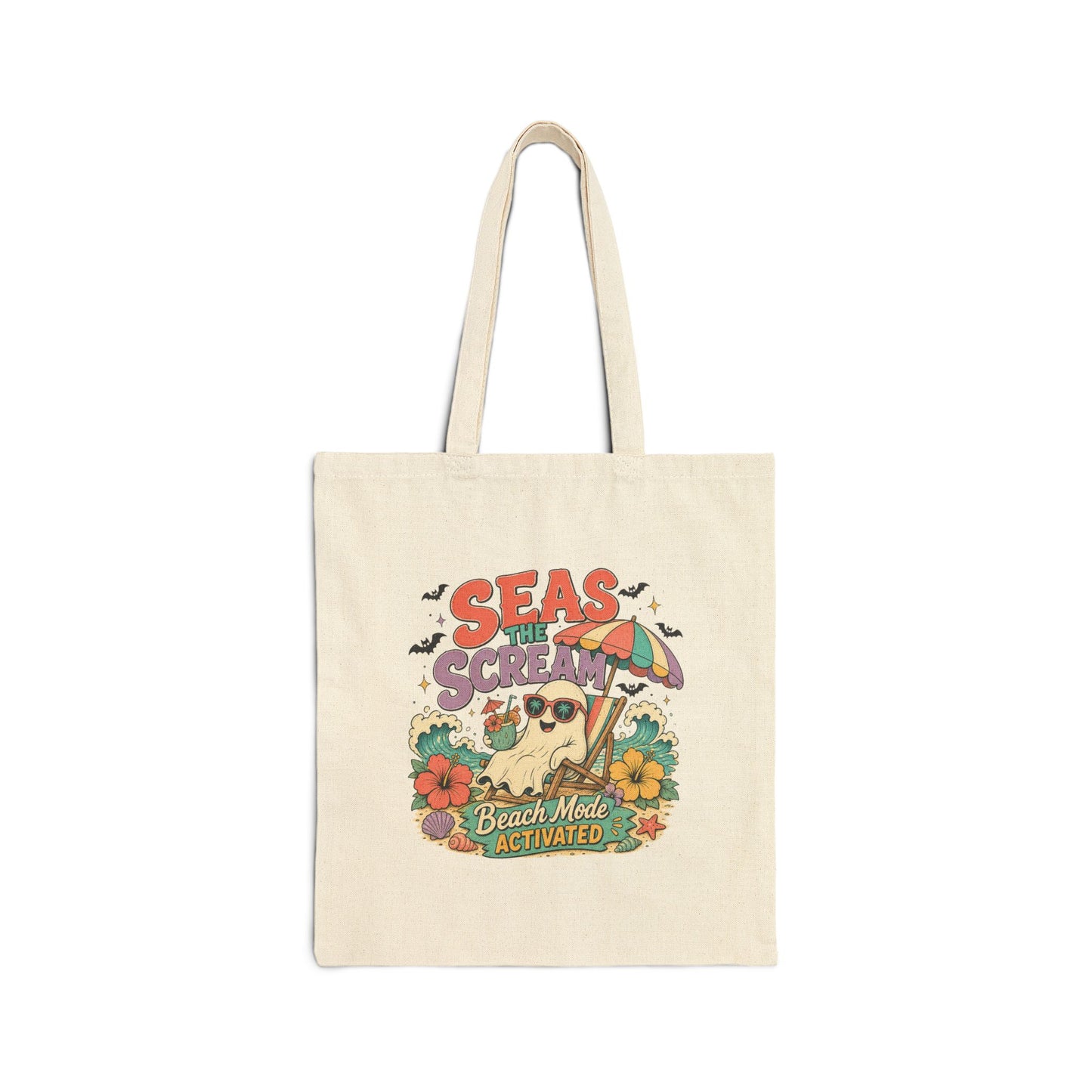 Seas the Scream beach pug illustration Tote Bag | personalized name option