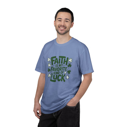 Faith Is My Favorite Kind of Luck T-shirt | St. Patrick's Day Shamrock Design