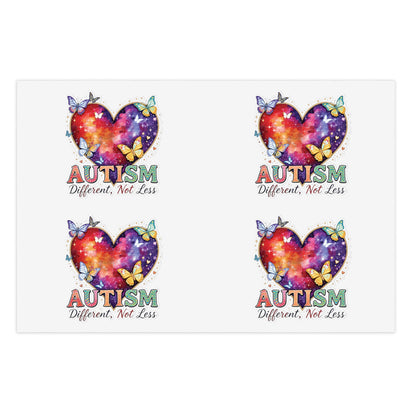 Autism Different Not Less sticker sheets | Heart puzzle butterfly design
