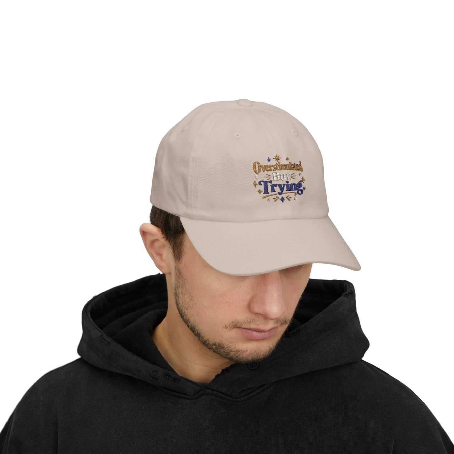 Overstimulated But Try Dad Cap — Funny Dad Hat for Tired Parents