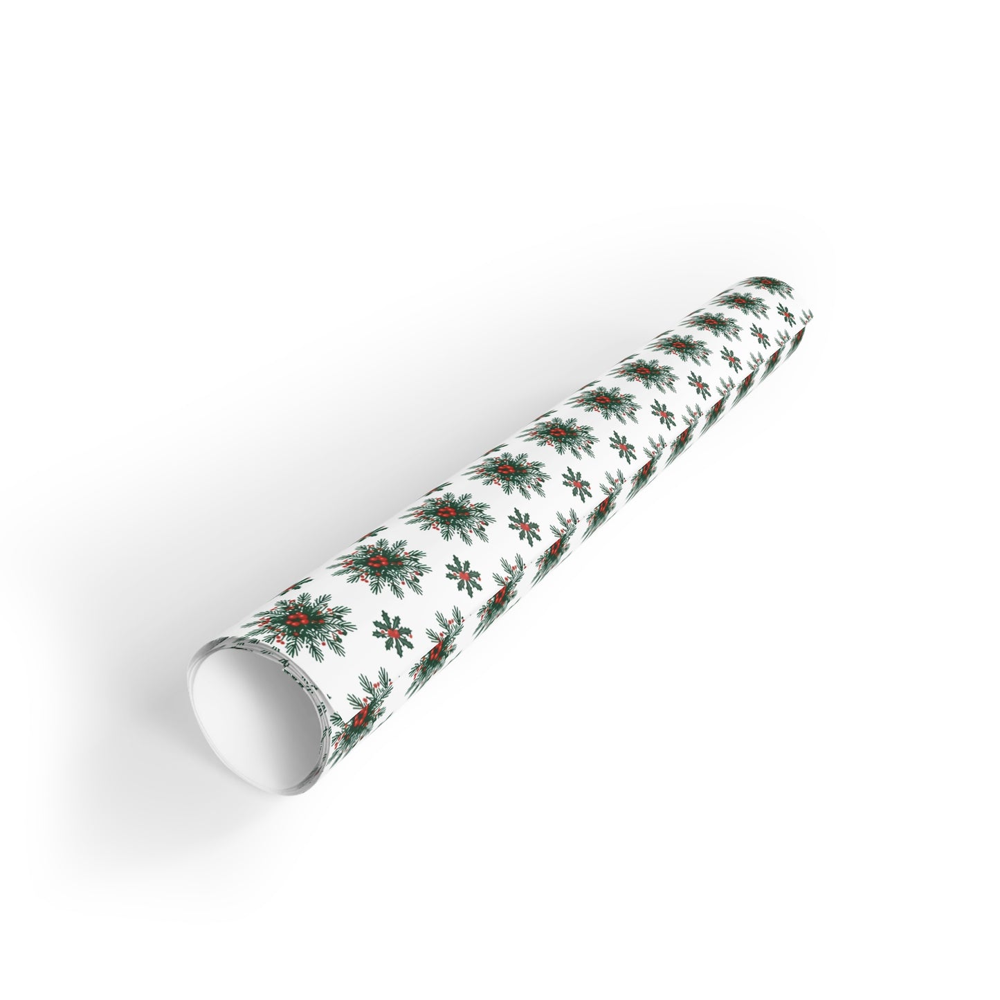 Green Poinsettia Pattern Wrapping Paper Roll | Holiday Floral Gift Wrap