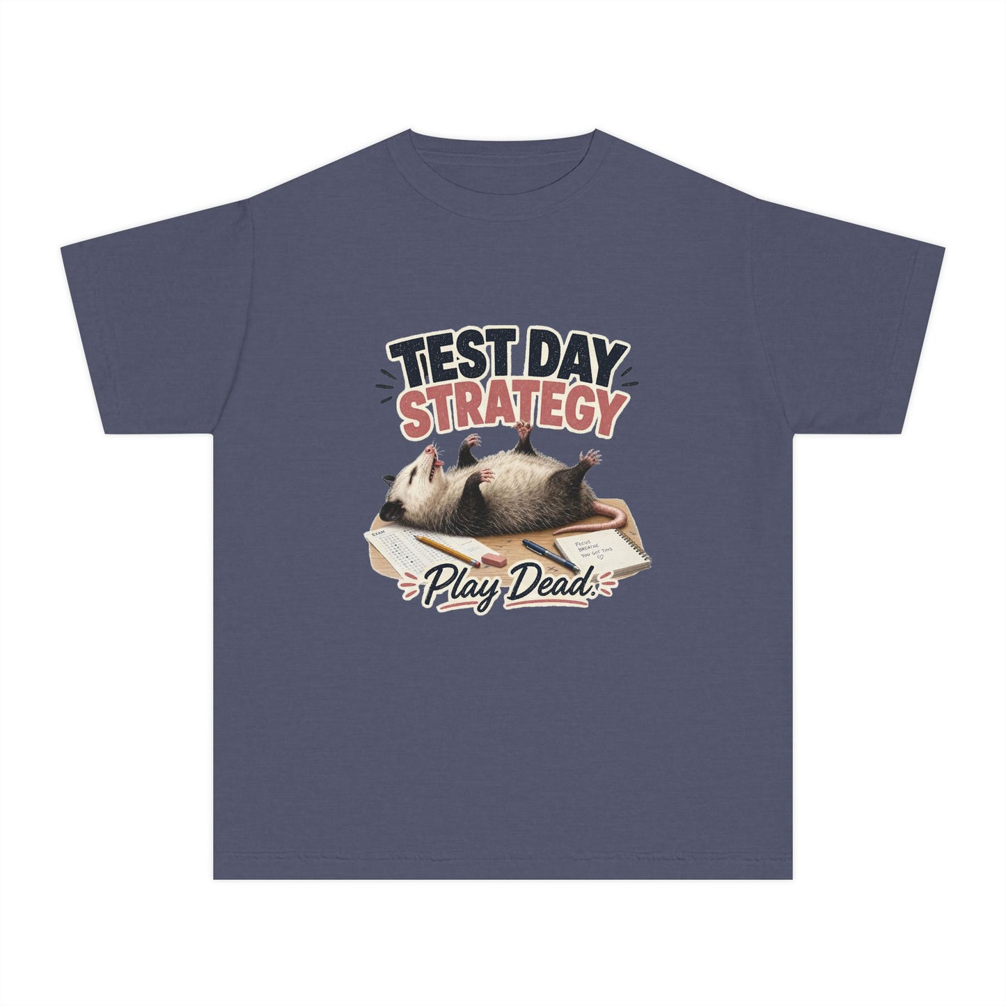 Test Day Strategy Play Dead Youth Tee | Possum Illustration, Back-to-School